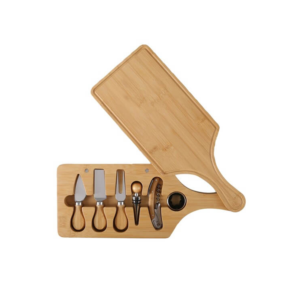 7-Piece Bamboo Wine & Cheese Board Set
